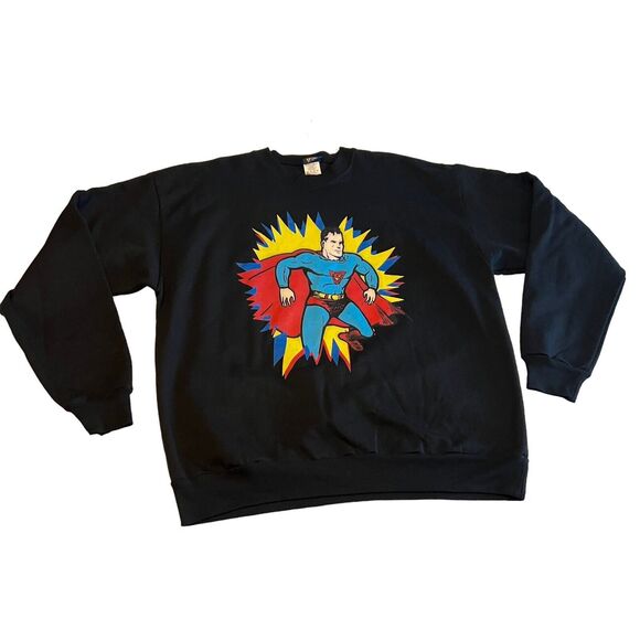 Vintage 1998 Superman Stamp Commemorative Black Crewneck DC Comics 2XL - Picture 1 of 3